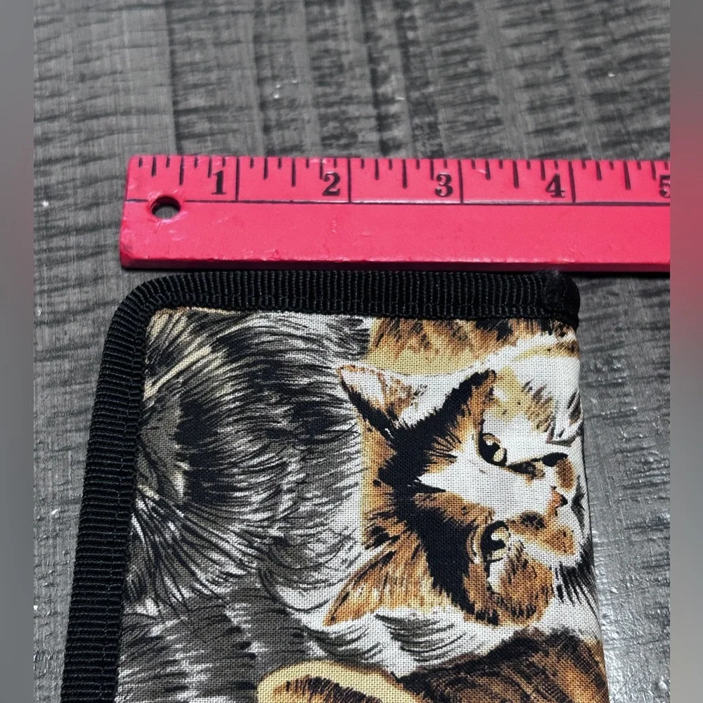Vtg. Cat Design Checkbook Wallet - Black and Brown by Broad Bay Cotton